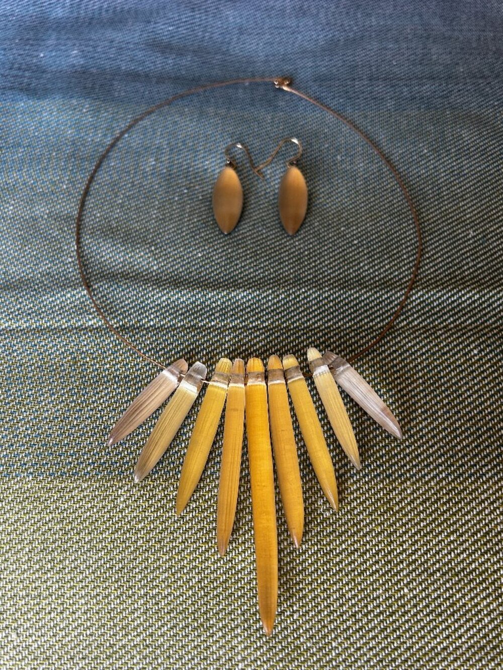 Alexis Bittar Gold Sliver Lucite Necklace & Dangle Earrings Set - Rare